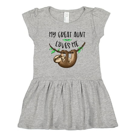 

Inktastic My Great Aunt Loves Me Cute Sloth and Baby Gift Toddler Girl Dress