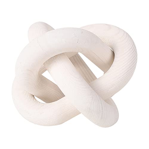 3 Link Wood Chain Link for Home Decor,White Wood Knot Coffee Table Decor,Farmhouse Modern Decor Hand Carved Decorative Wooden Chain Decor,Country Chain Knot Decor