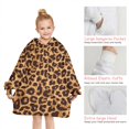 thumbnail image 6 of Brown and Black Leopard Print Blanket Hoodies for Kids 6-13YR Oversize Wearable Blanket Hoodies for Boys Girls Teens, 6 of 7