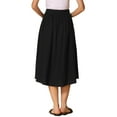 thumbnail image 3 of Falda Midi de Algodón INSPIRE CHIC para Mujer, Casual de Verano, Decoración de Botones, Cintura Elástica, Falda en Línea A con Bolsillo M Negro, 3 of 6
