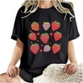 thumbnail image 4 of Essentiels Universitaires Mode Femme Été Col Rond Manches Tombantes Manches Courtes Imprimé Fruits, 4 of 5