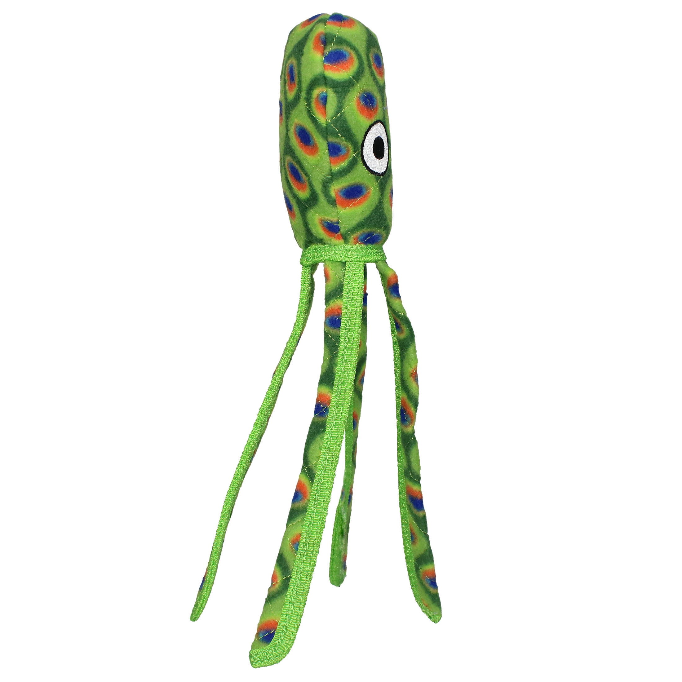 Tuffy Ocean Creature Squid Green Durable Plush Squeaky Dog Toy
