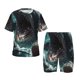 thumbnail image 1 of Fotbe Wave Ocean Animal Shark Pijama Estampada de 2 Piezas para Niños – Ropa de Dormir de Manga Corta Cómoda para Niños y Niñas, Camiseta y Shorts de Algodón-Large, 1 of 6