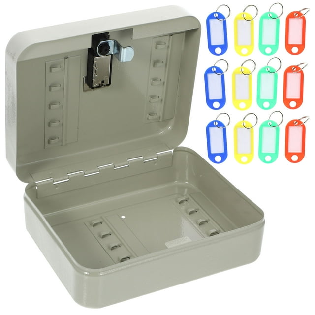 Luxshiny 1Set Wall Mounted Key Holder White Iron Cabinet with Lock for Secure Key Management