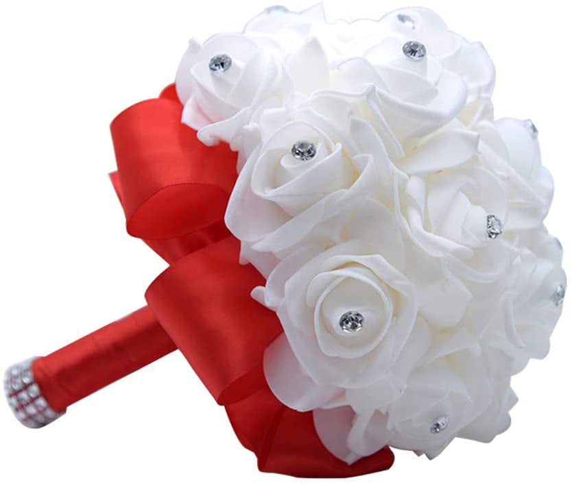Glitter Foam PE Artificial Rose Flowers Shiny Bridal Bouquet Home Wedding Decor 