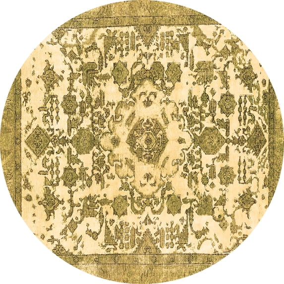 Ahgly Company Indoor Round Abstract Brown Modern Area Rugs, 8' Round
