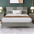 thumbnail image 2 of Queen Size Platform Bed Frame, Solid Wood Platform Bed with Headboard for Teens Adults, No Box Spring Required, Champagne, 2 of 6