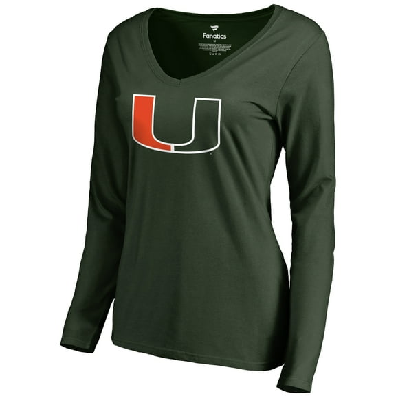 Women's Green Miami Hurricanes Primary Team Logo Long Sleeve T-Shirt