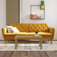 thumbnail image 4 of Novogratz Tallulah 83" Memory Foam Futon Sofa Bed, Mustard Yellow Velvet, 4 of 20