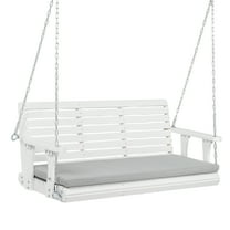 VINGLI 5 ft Outdoor Porch Swing with Cushions, Patio Hanging Porch Swing for Yard, Garden, White