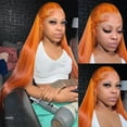 thumbnail image 2 of Perruque en Dentelle Frontale orange Cheveux Raides Perruques en Cheveux Humains Tête Droite, 2 of 10