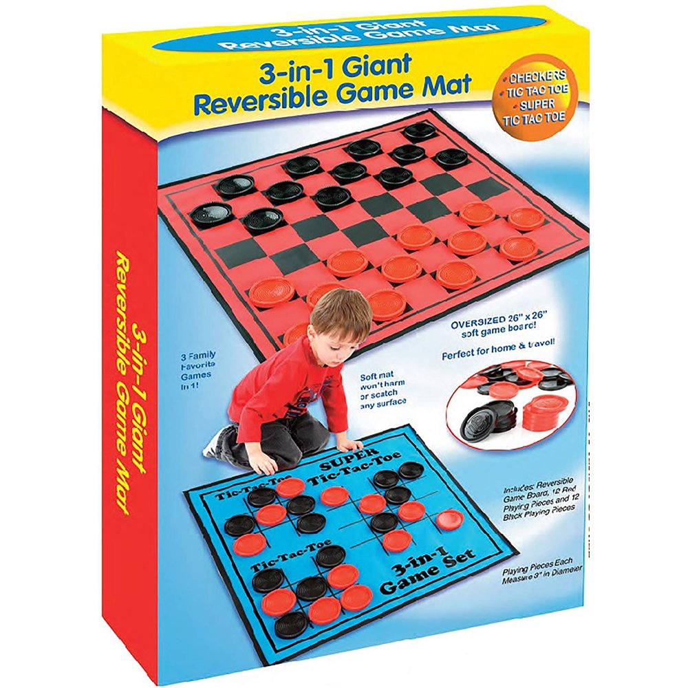 26" Indoor/Outdoor 3 in 1 Vinyl Giant Reversible, Game mat, 251/2 sq