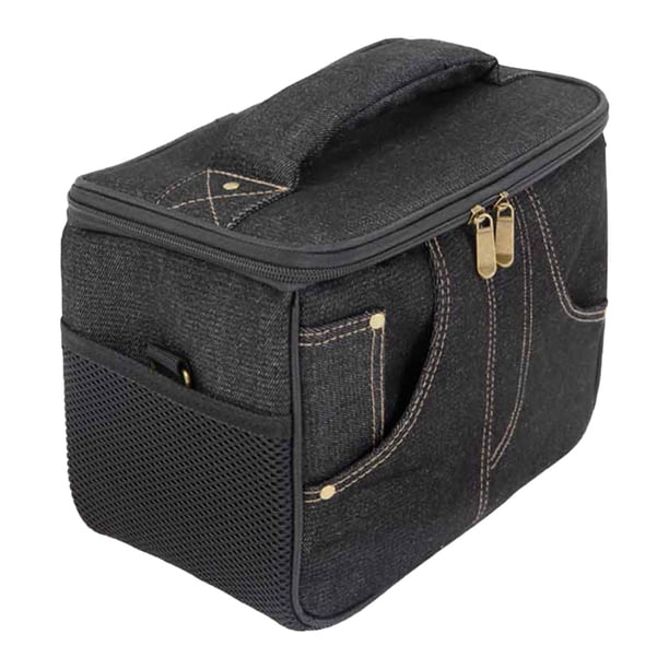 Estuche de almacenamiento para amplificador de guitarra, bolsa de viaje con múltiples bolsillos, portátil Negro 25x13x18cm