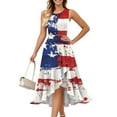 thumbnail image 2 of Red White Blue Dress, 4Th Of July Casual Cotton Sleeveless Round Neck American Flag Ruffle Flowy Long Tank Leopard Print Dress Birthday Sun Women Summer Casual Dresses Maxi (XXL, Red) ZMTing, 2 of 4