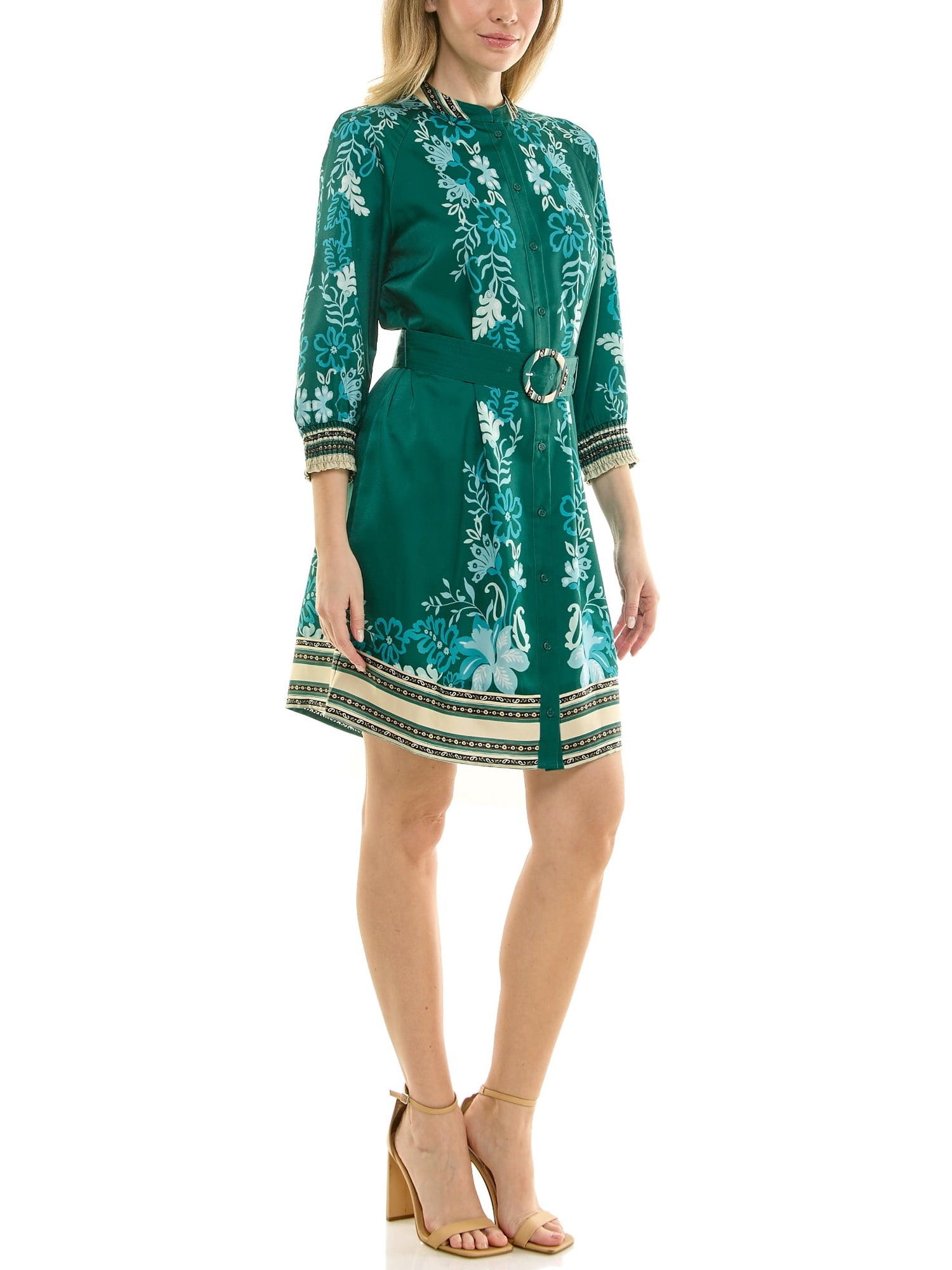 Nanette Nanette Lepore Womens Long Sleeve Tie Waist Mirror Print Mini Dress