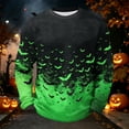thumbnail image 6 of Rexolia Mens Oversized Waffle T Shirt Halloween Spider Bat Graphic Long Sleeve Casual Comfort Top Green L, 6 of 7