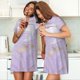 thumbnail image 4 of Easygdp Lavender Glitter Foil Stripes Camisón de manga corta para mujer, informal, estampado, 4 of 6
