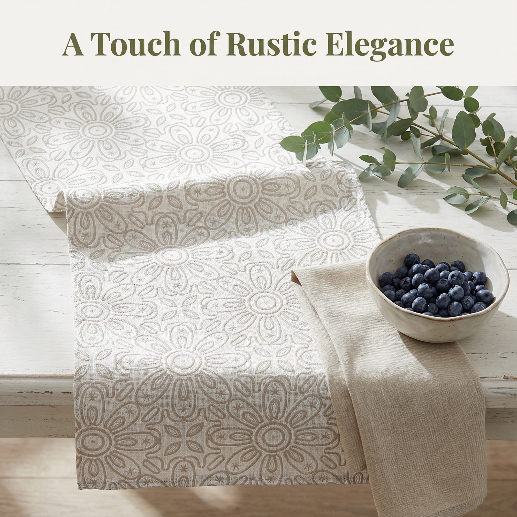 Unique Bargains Floral Elegant Polyester Kitchen Runner for Table Decor Gray 13.8"x82.7"