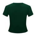 thumbnail image 5 of Daznico Womens Tops - Women's Casual Short Sleeve T Shirt Slim Fit Pure Color Basic Top Streetwear Tee for Everyday Comfort and Style - Shirts for Women,Color:Dark Green,Size:S, 5 of 5
