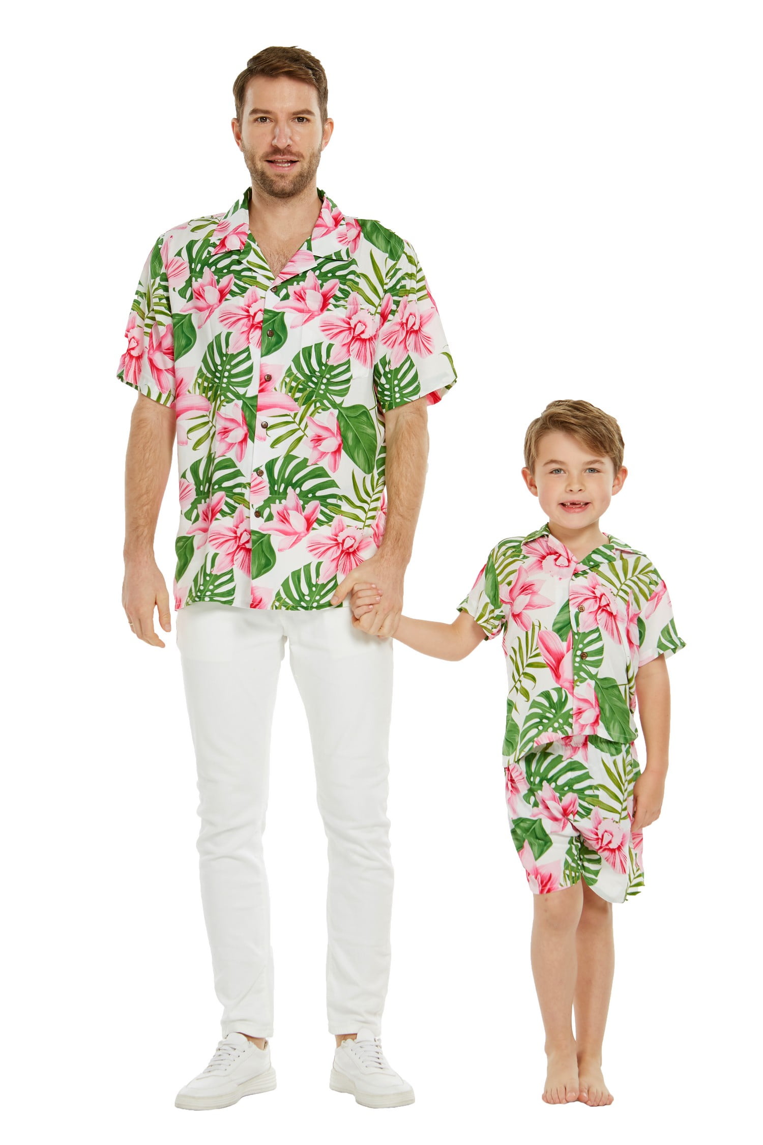 Matching Father Son Hawaiian Luau Outfit Men Shirt Boy Shirt Shorts Various Patterns 