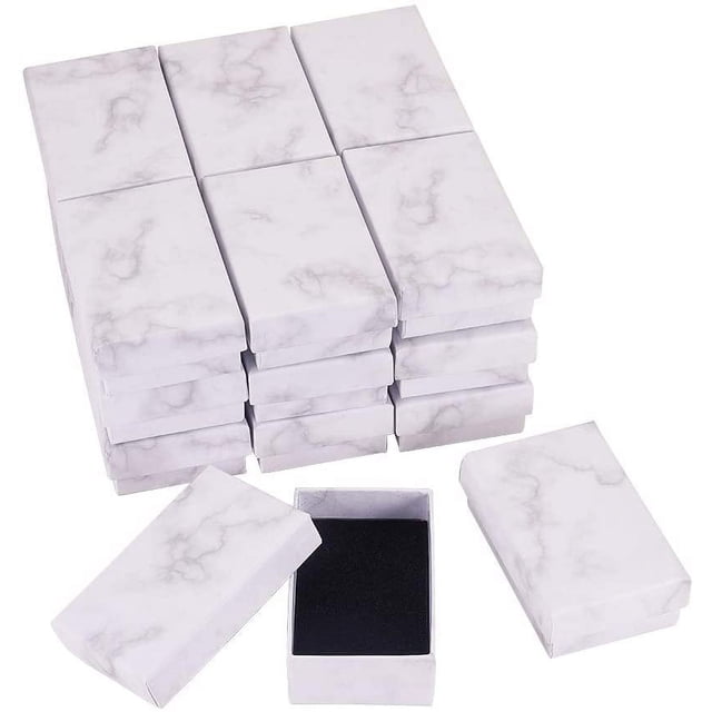 Cajas de regalo rectangulares de cartón kraft blanco mármol (paquete de 20)