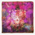 thumbnail image 5 of Phagun Purple Floral & Skull Print Pure Silk Square&nbsp;Scarf&nbsp;Neck Wrap Summer Hair Bandanas For Women, 5 of 6