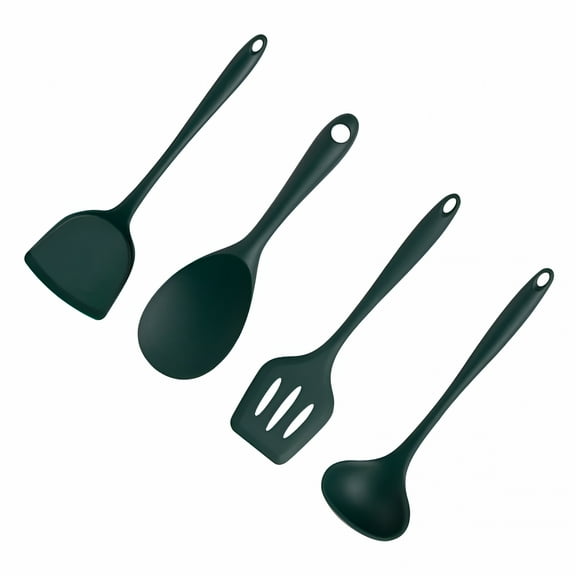 ACDANC 1 Set Silicone Kitchen Non-Cooking Non-Pan Spatula Cooking Stainless Steel Kitchen Utensils Dark Green
