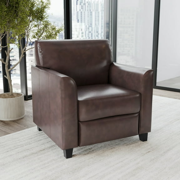 BizChair Hercules Diplomat Series LeatherSoft Upholstered Side Reception Chair, Brown