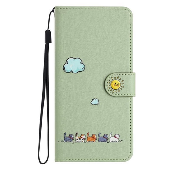 Artistic Magnetics Wallet Phone Case With Foldable Stand, 4 Card Slots & Detachable Wrist Strap