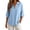 Light Blue, variant on Women's Short Sleeve T-Shirt, Casual Linen Cotton Blend Lapel Top, Lightweight Breathable Soft Fabric for Daily Wear