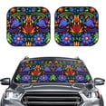 thumbnail image 6 of Lsque Colorful Floral 2 PCS Windshield Sun Shade | CarFoldable Window Covers | Car Accessories Reflect UV for Universal Cars SUV Truck | Medium, 6 of 7