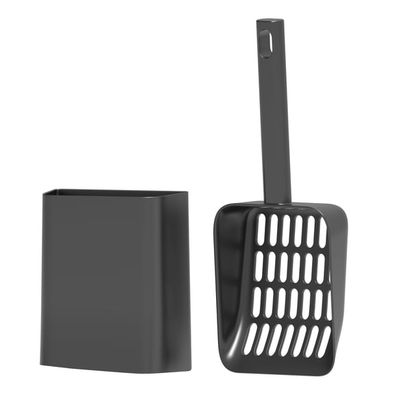 Genreen Cat Pooper Scooper, 2 in 1 Cat Litter Scoop with Holder Stand Cat Stuff Cat Scooper for Litter Box Kitty Litter Scoop Heavy Duty and Easy Clean Scoop Away Cat Litter