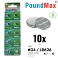 thumbnail image 4 of PoundMax AG4 LR626 Piles 1,5 V Pile Alcaline à Bouton - 10 Unités, 4 of 4