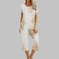 thumbnail image 1 of Liquidation Aujourd'hui Iumwxz Pyjamas Décontractés Fluides Ensembles Femmes Tenues d'Été Teinture sur Nœuds Graphique Col Rond Manches Courtes Taille Élastique Pantalons Courts Ensembles pour Femmes Vacances, 1 of 6