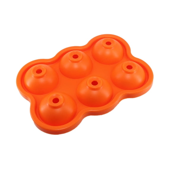 Billuyoard 6 bolas de whisky, cubitos de hielo, fabricante de bolas, molde de silicona, esfera, molde de hielo DIY, barra de bandeja Cocina y Comedor naranja