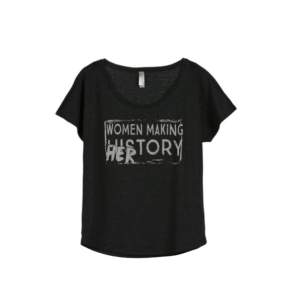 Thread Tank Women Making History HERstory Women's Fashion Relaxed Slouchy Dolman T-Shirt Tee Heather Black Small