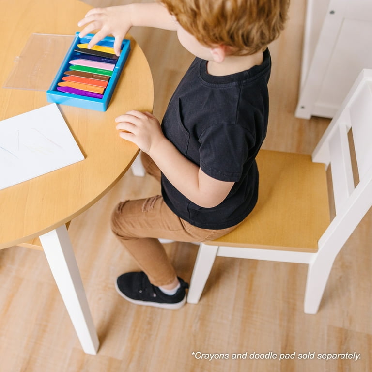 Melissa And Doug Wooden 3-Piece Table and Chair Set, Natural