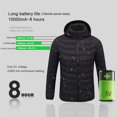 thumbnail image 4 of Chaqueta con calefacción eléctrica USB, abrigo deportivo al aire libre con calefacción de 8 zonas, abrigo de invierno para mujeres y hombres, 4 of 12