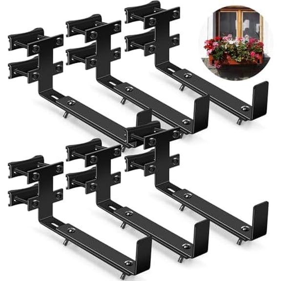 6 Pcs Window Box Brackets Adjustable Planter Box Brackets Heavy Duty Deck Railing Planter Flower Holder for Railing Patio Garden Fence Balcony Outdoor$$Tools & Hardware Other