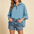 thumbnail image 4 of Guluxicc Women's Quarter Zip Sweatshirts Stand Collar 3/4 Sleeve Casual Loose Pullover Sweatshirts for Everyday Spring Fall Tops, 4 of 7