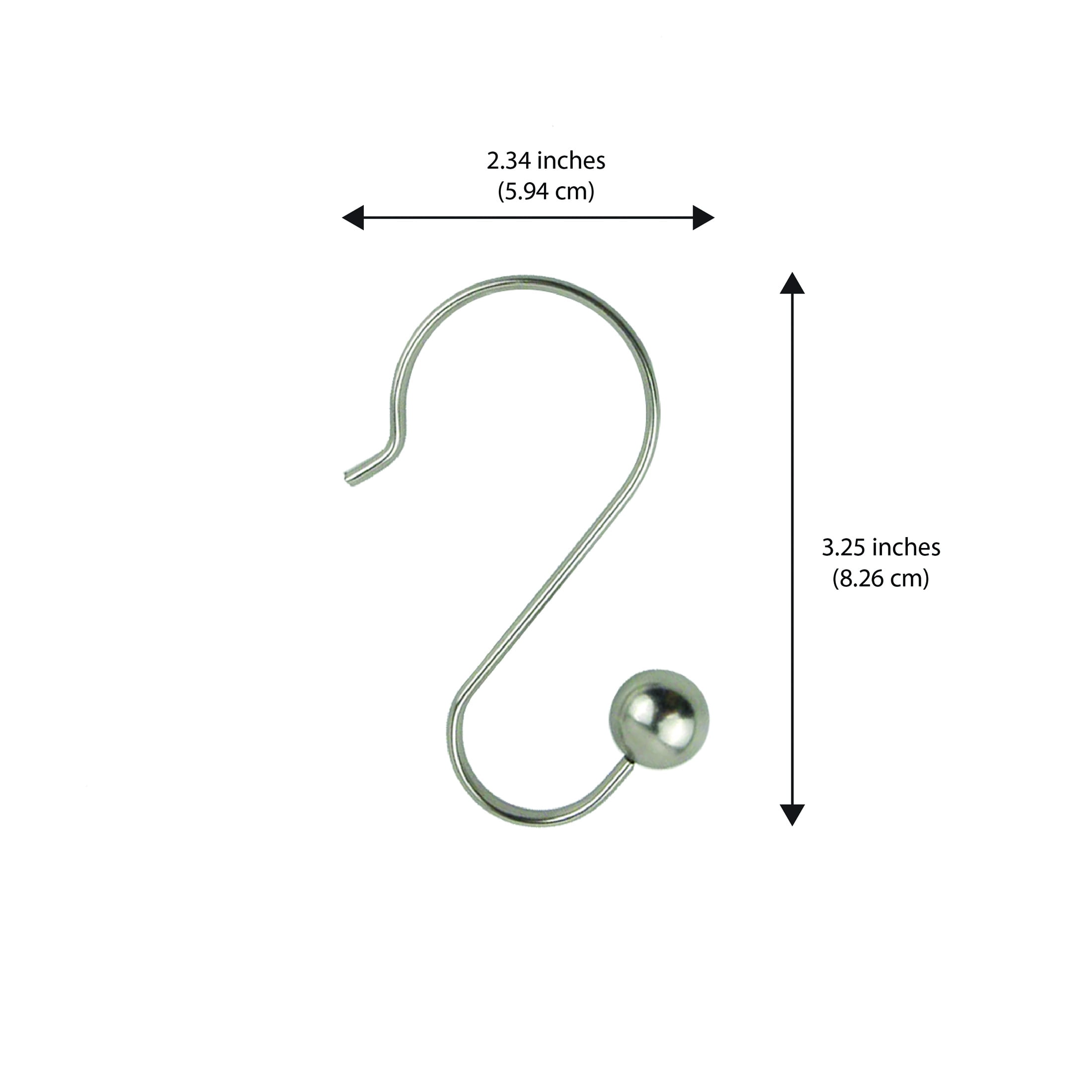 Better Homes & Gardens Nickel Ball Rust-Proof Steel Shower Hooks, Set of 12
