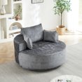 thumbnail image 4 of Leumius 55" Oversized Round Swivel Accent Chair,Upholstered Polyester 360 Degree Swivel Chair for Living Room, Bedroom, Lounge and Projection Room,Gray, 4 of 10