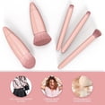 thumbnail image 4 of Juego de 5 brochas de maquillaje profesionales con espejo, portátil, para cara, ojos y labios (Rosa), 4 of 5