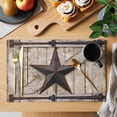 thumbnail image 2 of Texas Star Vintage Placemats Set of 4 Brown Khaki Wooden Retro Art Place Mats Indoor Wipeable Table Mats Washable Cloth Dining Table Placemats for Kitchen Holiday Party Home Decor 13x19 Inch, 2 of 9