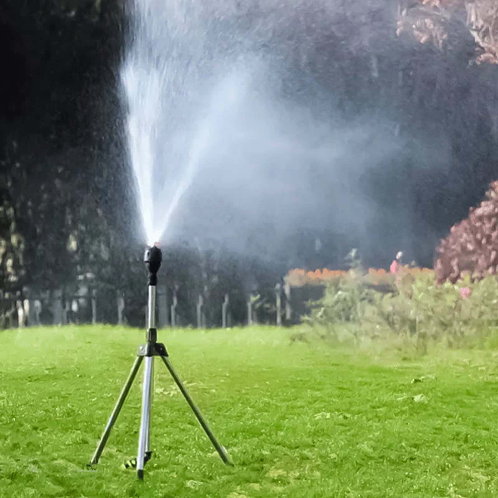 Qholemyo 360 Degree Rotating Tripod Lawn Sprinkler Garden Water Sprinkler For Yard Patio Telescopic Support Stand