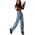 thumbnail image 2 of ITFABS Femmes à Manches Longues Crop Tops, T-shirt Licol Imprimé, Blouse Midriff Baring, 2 of 9