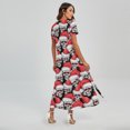 thumbnail image 2 of Christmas Santa Skull Pattern Printed Short Sleeve Maxi Dress, Jesus Christian Fashion Summer Maxi Dress For Women, 2 of 4