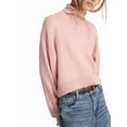 thumbnail image 3 of Women High Neck Sweater Chunky Long Sleeve Knitted High Low Hem Trendy Fall Winter Jumper Blouse Pink M, 3 of 10