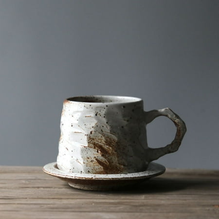 

Livesture Japanese Style Stoneware Coffee Cup And Saucer Set White