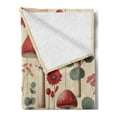 thumbnail image 2 of Ambesonne Rustic Fleece Throw Blanket Floral Woodland Mushrooms 50"x70" Champagne Dark Coral, 2 of 5